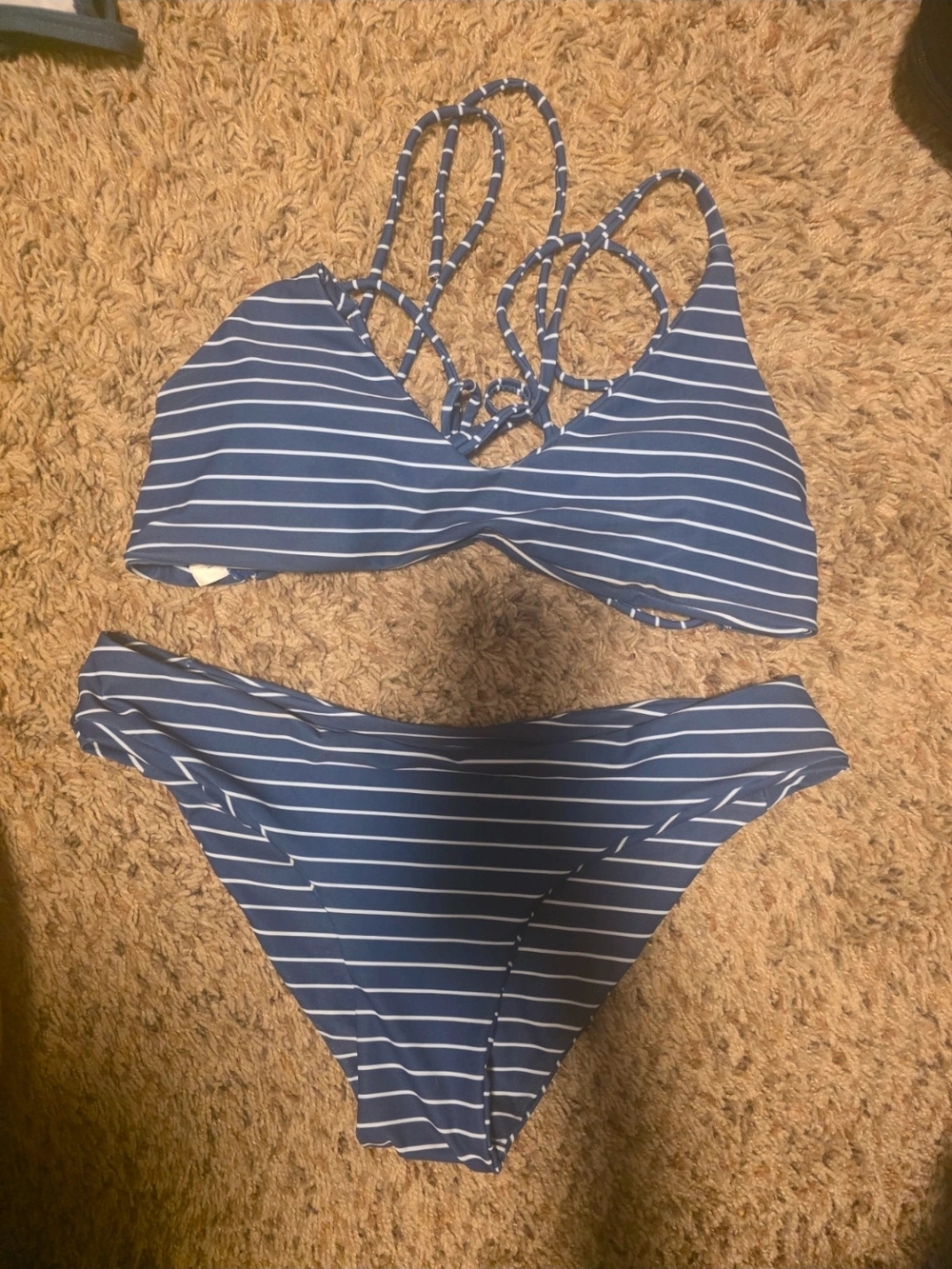 Navy Striped Women’s Bikini Set - Classic Stripe Swimwear